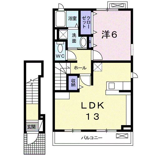 フォルシュ・ミヤ(1LDK/2階)の間取り写真