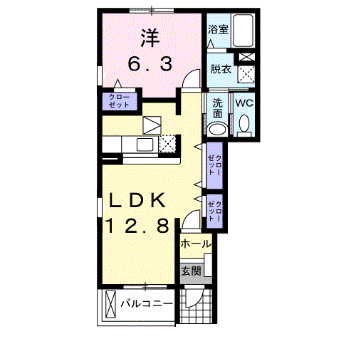 ハピ・アンジュ(1LDK/1階)の間取り写真