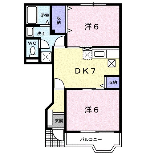 ボンジュール(2DK/1階)の間取り写真