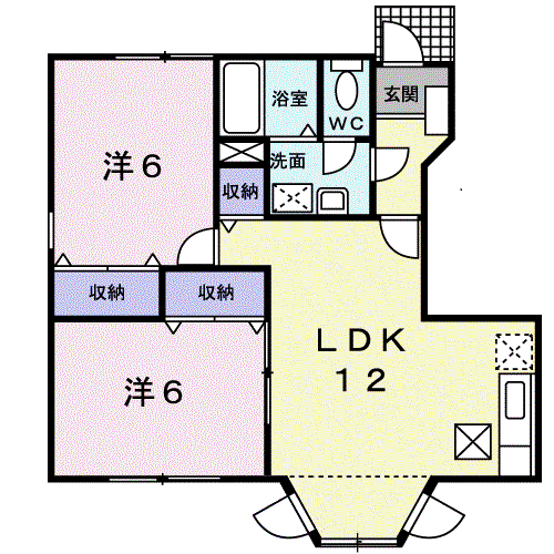 シンシア Ⅱ(2LDK/1階)の間取り写真