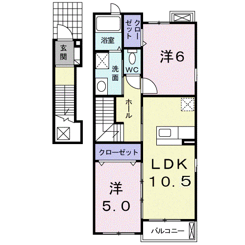 CIELO SERENO(2LDK/2階)の間取り写真