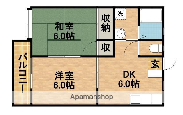 ノーブル後庵(2DK/1階)の間取り写真
