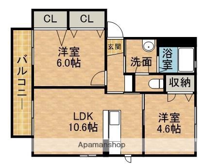 メゾンド・グレースⅠ(2LDK/2階)の間取り写真
