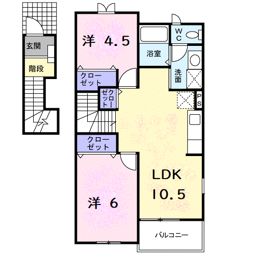 プレッソ・トリデ(2LDK/2階)の間取り写真