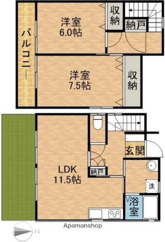 東海道・山陽新幹線 浜松駅 徒歩58分 2階建 築23年(2LDK)の間取り写真