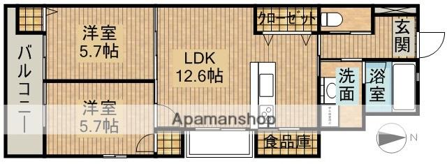 ラ・ノシア(2LDK/1階)の間取り写真