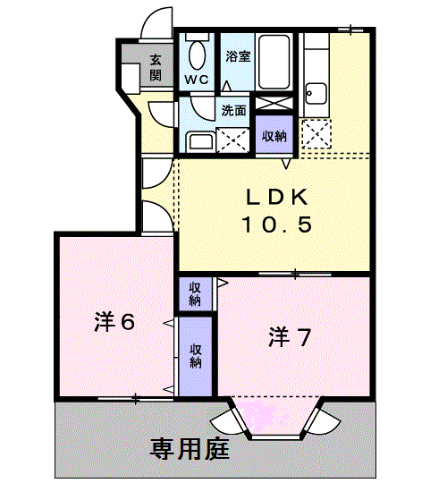 クレストールアイリスA(2LDK/1階)の間取り写真