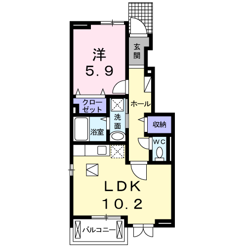 ラ エスペランサ(1LDK/1階)の間取り写真
