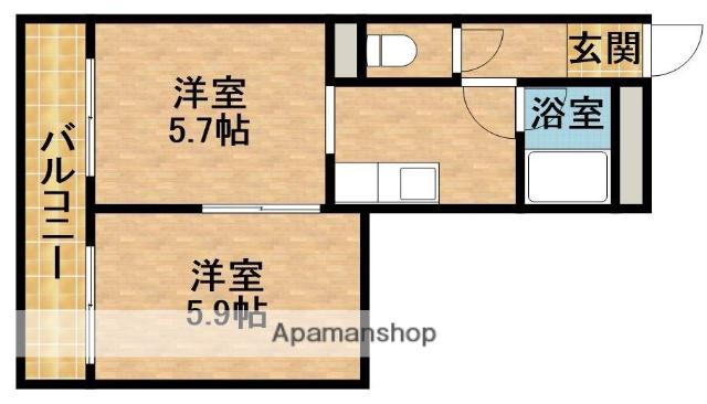 ピアハイツヒロセA棟(2K/2階)の間取り写真