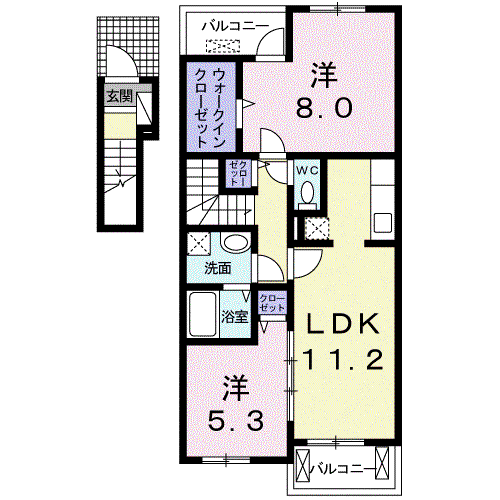 パークイースト(2LDK/2階)の間取り写真