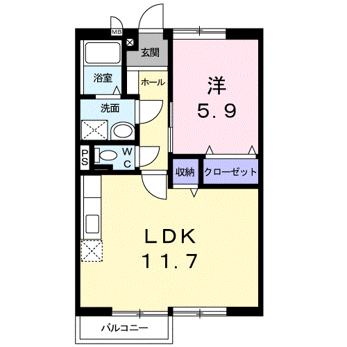 メゾン・ド・グランヒルズ(1LDK/2階)の間取り写真