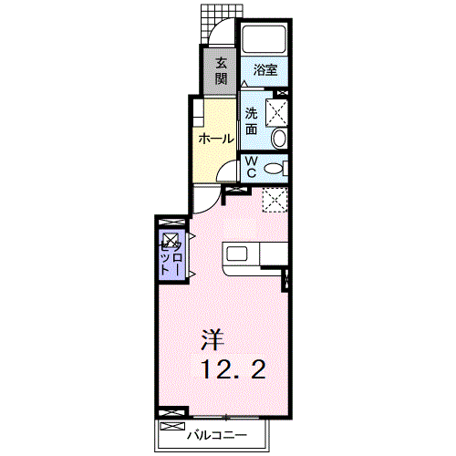 カーサ ピーノ(1K/1階)の間取り写真