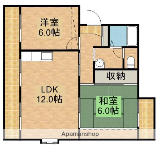 コーポラス幸(2LDK/3階)の間取り写真