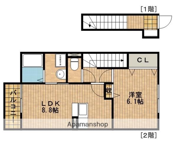 グランドゥールA(1LDK/2階)の間取り写真
