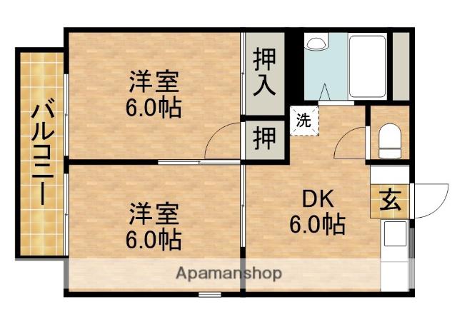 コーポ秋田(2DK/2階)の間取り写真