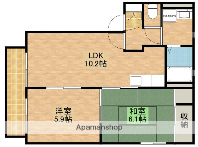 ハイツカモ2(2LDK/2階)の間取り写真