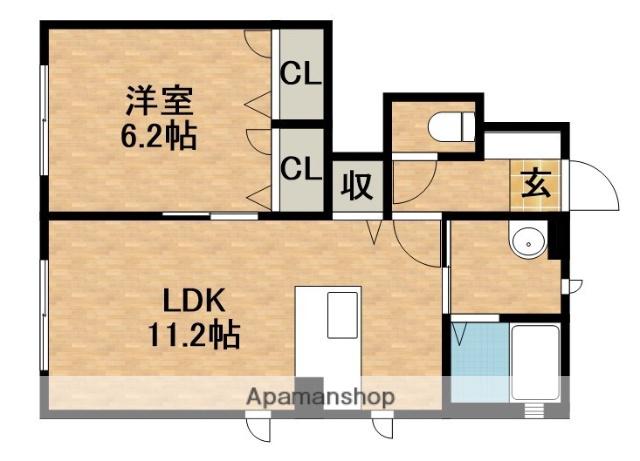 オレンジカウンティ(1LDK/1階)の間取り写真