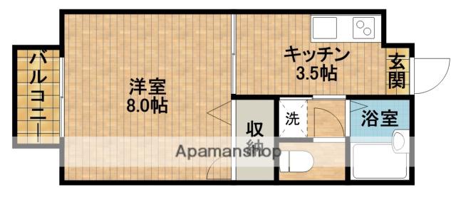 ディアスバイオレット(1K/1階)の間取り写真