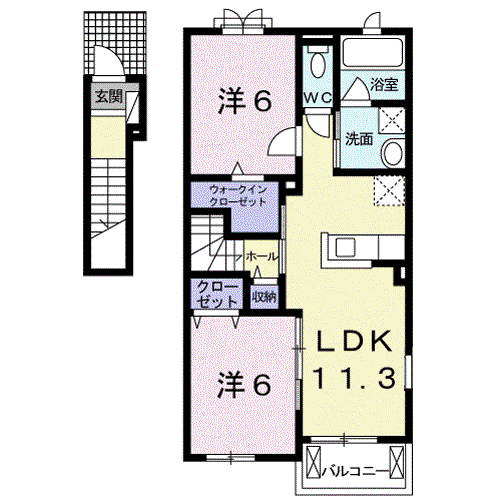 ベル シャーンス Ⅱ(2LDK/2階)の間取り写真