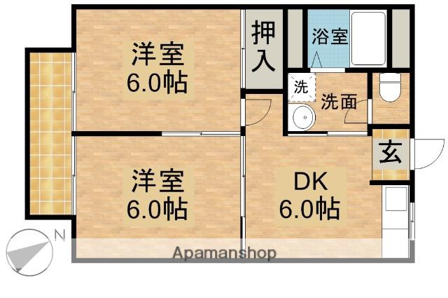 コーポさつき(2DK/2階)の間取り写真