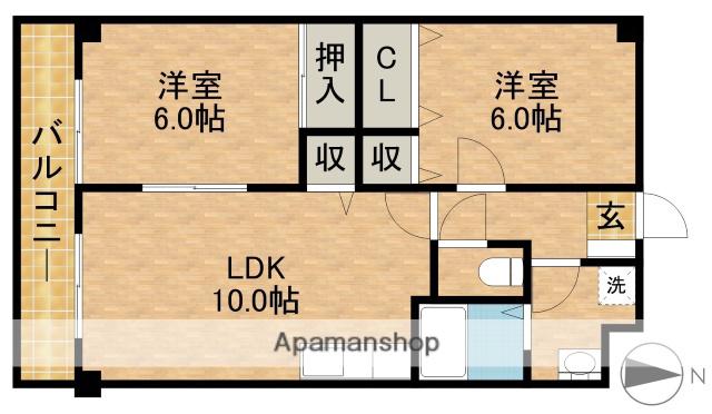 マンション紫雲B(2LDK/1階)の間取り写真
