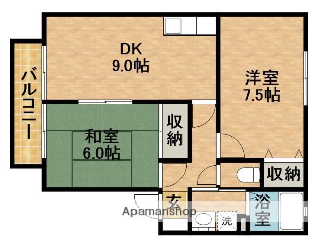 ファサード B(2DK/2階)の間取り写真