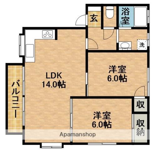 グリーンピアA(2LDK/1階)の間取り写真