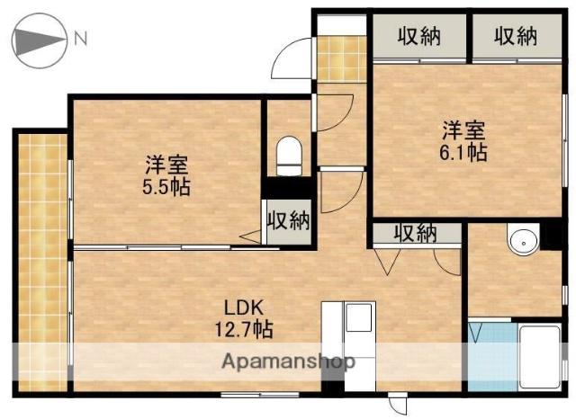 ジュネスB(2LDK/2階)の間取り写真