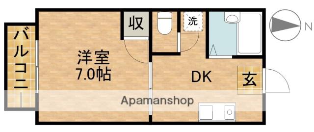 セジュールK(1DK/2階)の間取り写真