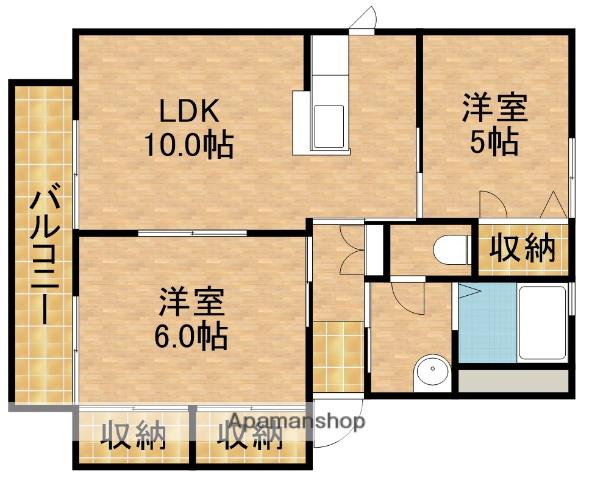 リバティーベルA(2LDK/1階)の間取り写真