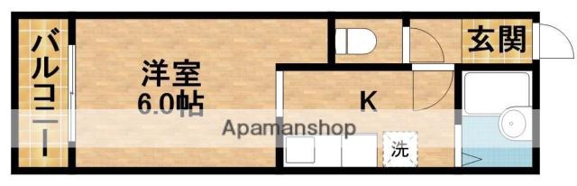 ラベンダータウン B棟(1K/2階)の間取り写真