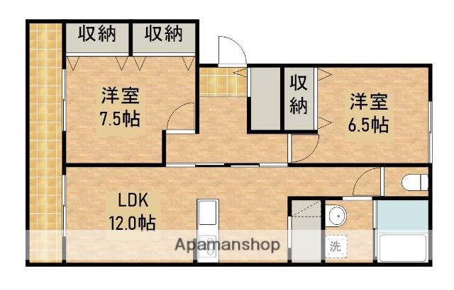 メゾン若林2(2LDK/4階)の間取り写真