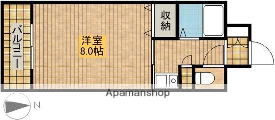 ブライティ助信(1K/3階)の間取り写真