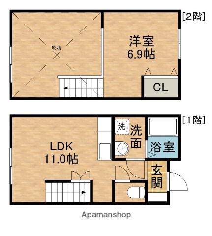 エスパレスA(1LDK/1階)の間取り写真