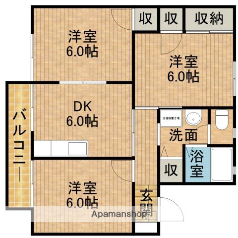 セジュールエマB(3DK/1階)の間取り写真
