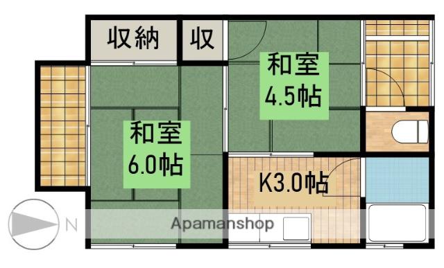 コーポさつき(2K/2階)の間取り写真