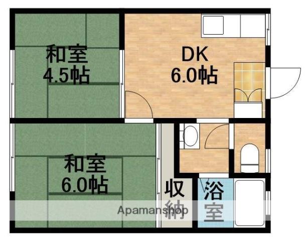大東ハイツ(2DK/1階)の間取り写真
