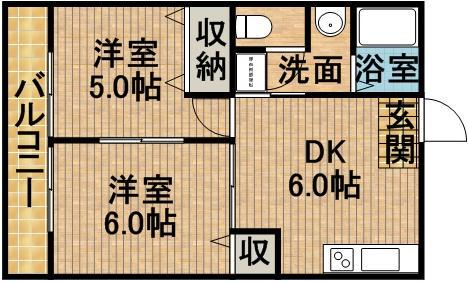 バンブーアイランド(2DK/1階)の間取り写真