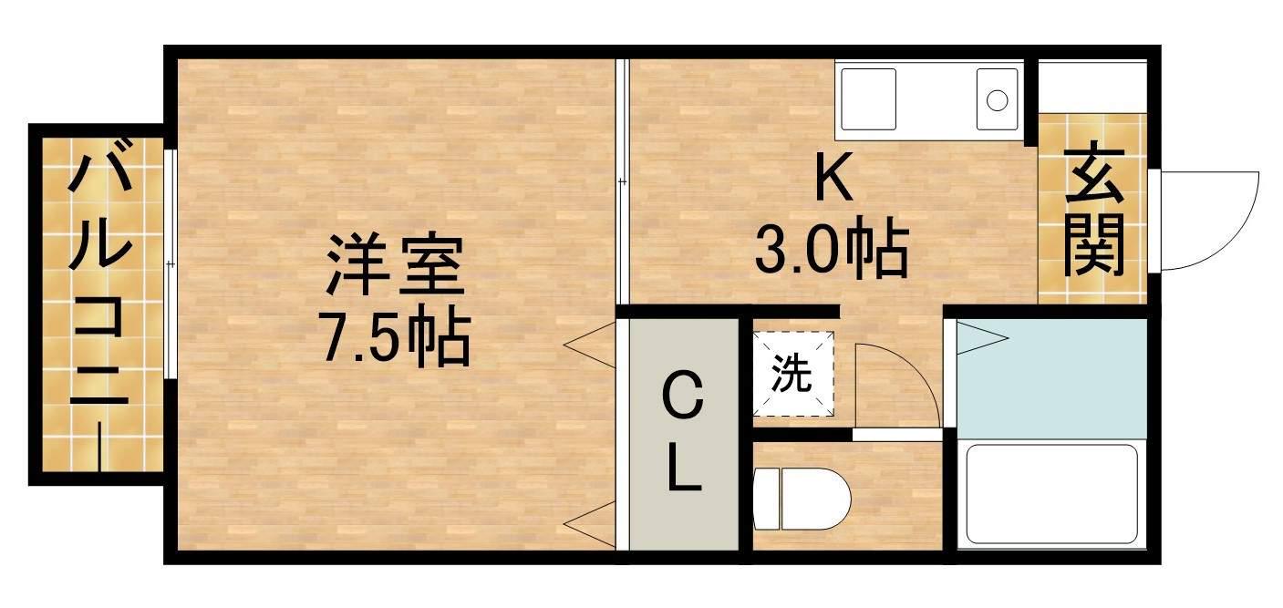 アミティエC(1K/1階)の間取り写真