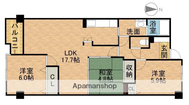 ロイヤルシャトー高丘東(3LDK/2階)の間取り写真