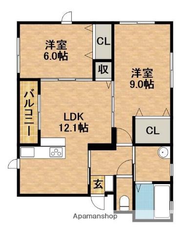 FILL BLANC(2LDK/1階)の間取り写真