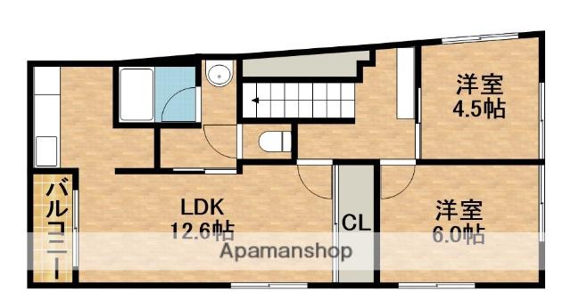 東海道本線 浜松駅 バス乗車時間：5分 八幡西バス停で下車 徒歩5分 2階建 築24年(2LDK)の間取り写真