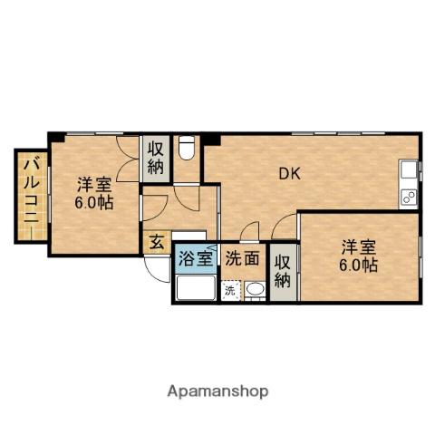カーサシオタA(2DK/1階)の間取り写真