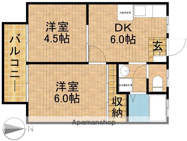 ウイングASANA A(2DK/1階)の間取り写真