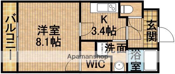 スカイコート高尾(1K/4階)の間取り写真