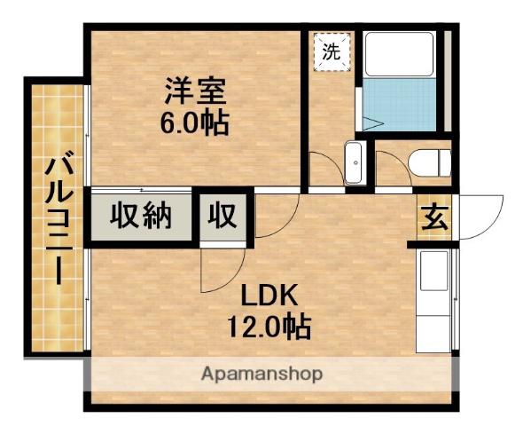 クレセント宇布見(1LDK/1階)の間取り写真