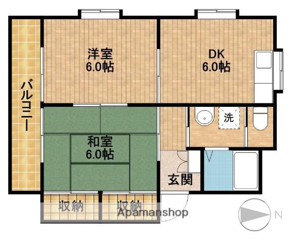 ドエル富塚B(2DK/1階)の間取り写真