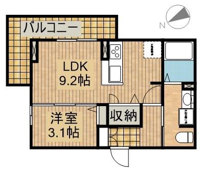 アッラ・フォンターナ(1LDK/2階)の間取り写真