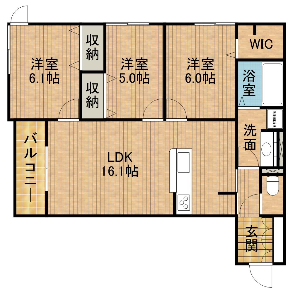 東海道本線 浜松駅 バス乗車時間：12分 大蒲西バス停で下車 徒歩5分 3階建 築2年(3LDK/3階)の間取り写真