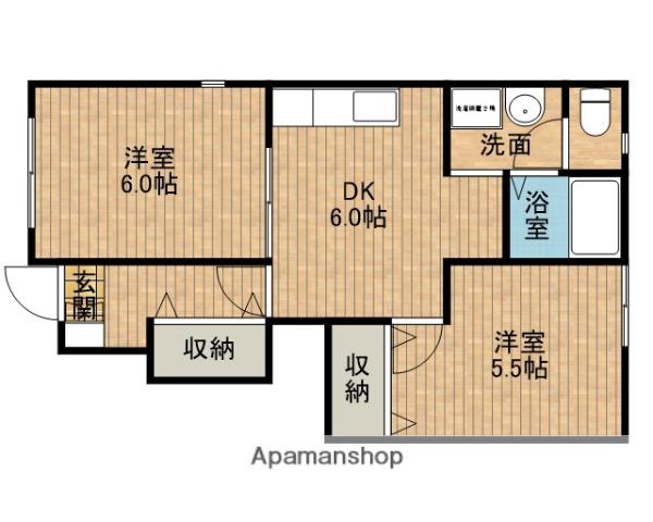 クレア ミュール(2DK/1階)の間取り写真